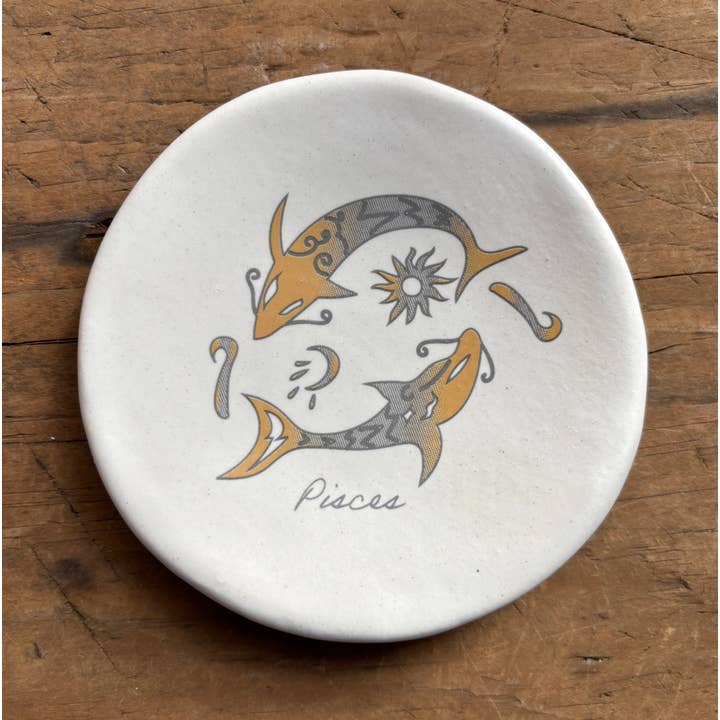 August Ceramics - Wholesale Jewelry Dish - 3.5" Ceramic Zodiac Sign assortment with Tabletop Display 12