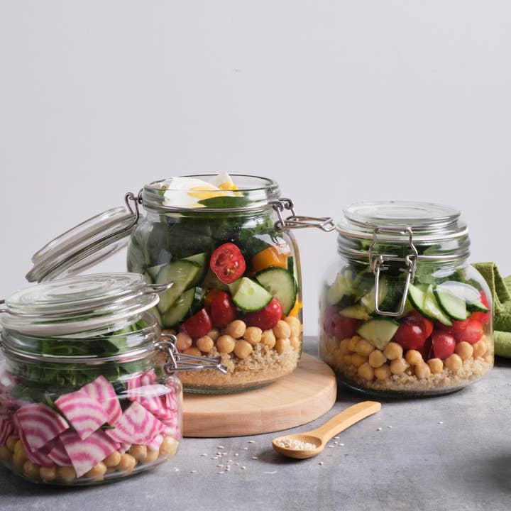 Clear KITCHEN BASICS Cliptop Glass Canister 750ml/25oz for wholesale on Faire4