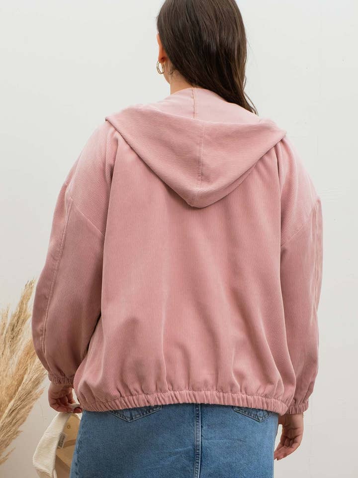 Blu Pepper - Wholesale Jacket - Women's - PLUS CORDUROY ZIP UP JACKET33