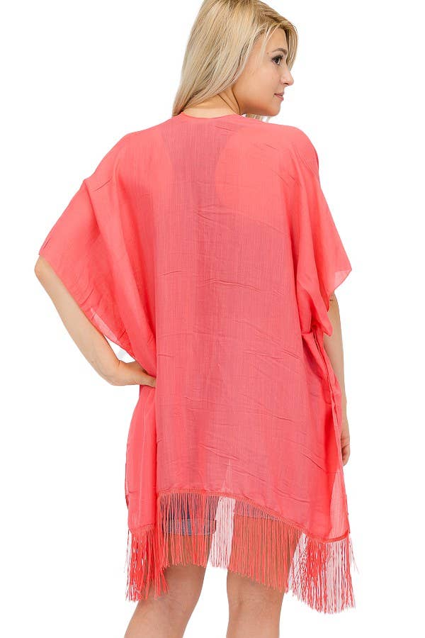 Cap Zone - Wholesale Kimono - Women's - Solid Chiffon Cover Up Kimono1