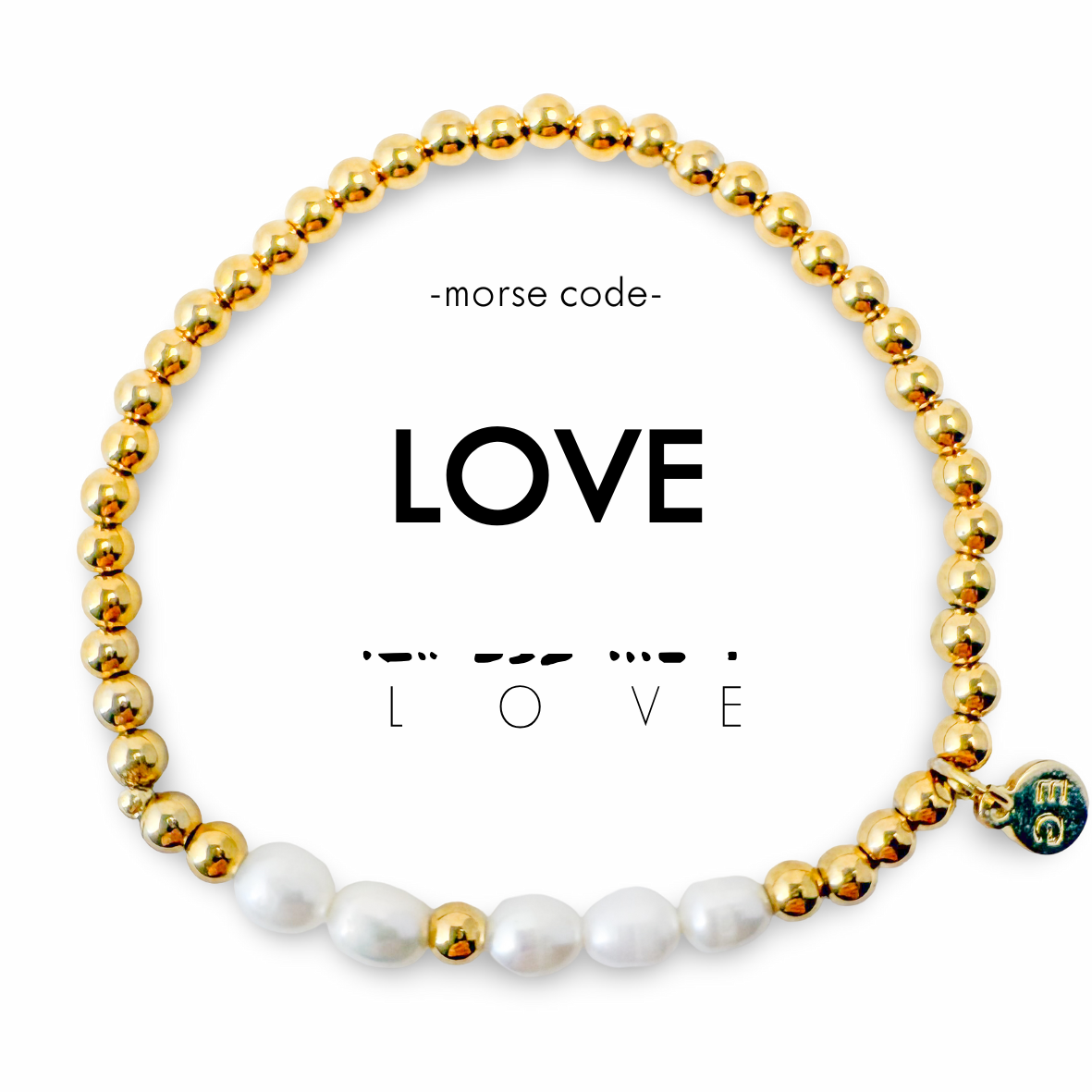 ETHICGOODS - Wholesale Beaded Bracelet - Morse Code Pearl & Gold Waterproof Beaded Bracelet | LOVE0