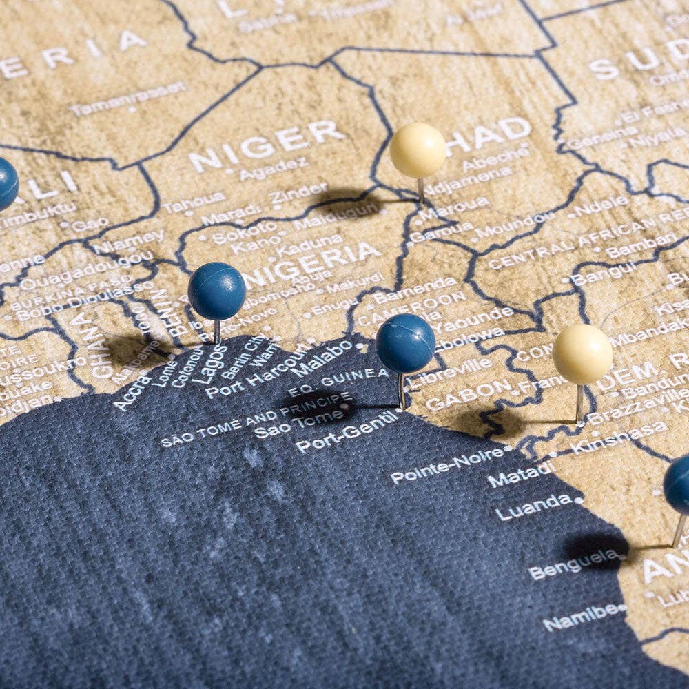 Conquest Maps - Wholesale Map - Push Pin World Map Pin Board - Deep-Sea Drift - Pins Included!28