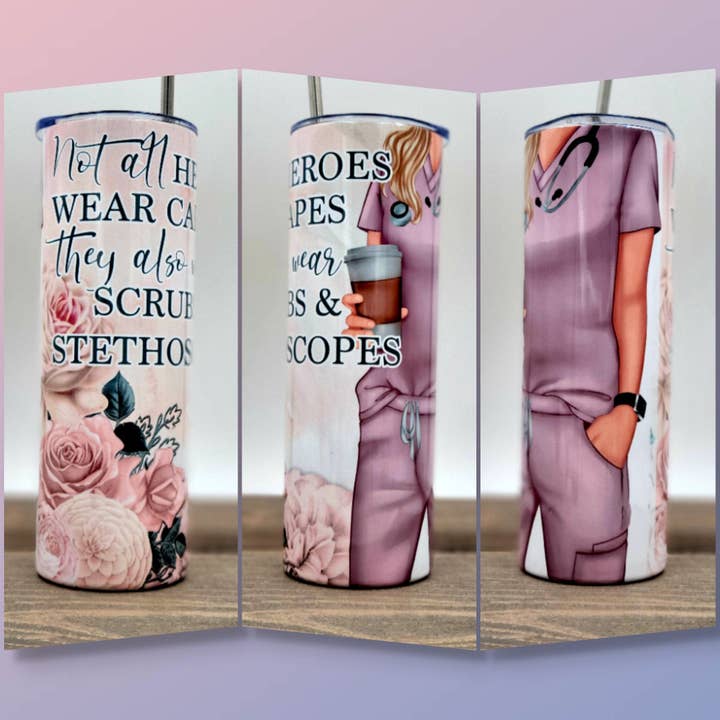 LGH Designs - Wholesale Insulated Mug/Tumbler - Nurse Tumbler CNA Tumbler Personalized Gift For Nurse Tumbler 20 Ounce Nurse Tumbler | African American Nurse 20oz Tumbler Design