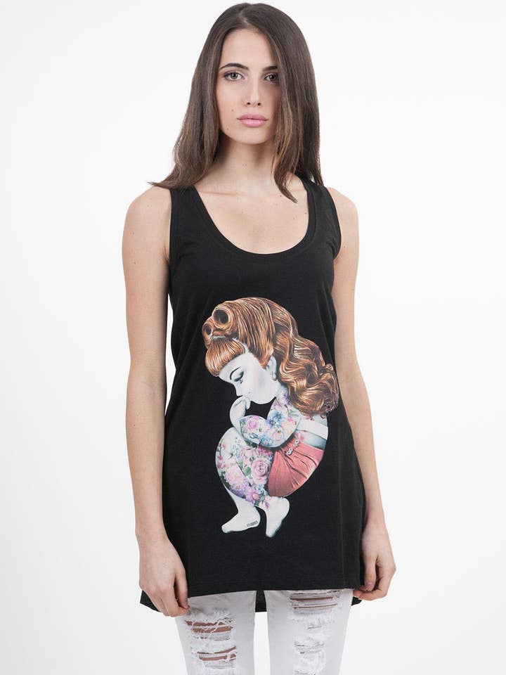 Rockabilly2.0 oversized basic cotton tank top for wholesale by siamoises