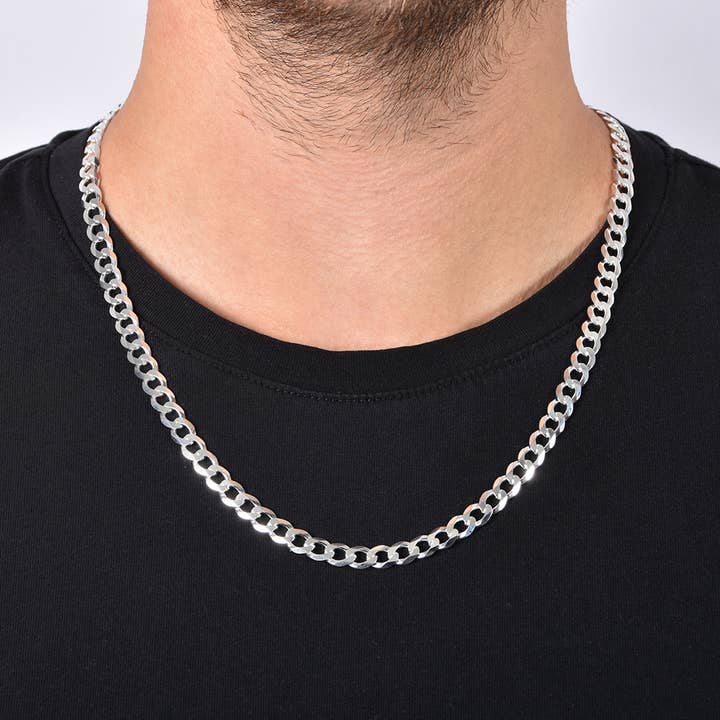 NYC Sterling - Vendita all'ingrosso Collane a catena e maglie - Catenina a maglia cubana cubana in autentico argento Sterling massiccio 7 mm1