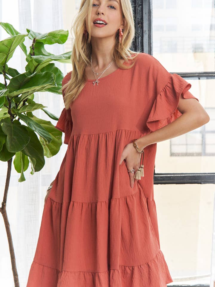 TIERED BABYDOLL DRESS - MYD15130 for wholesale by ADORA LA