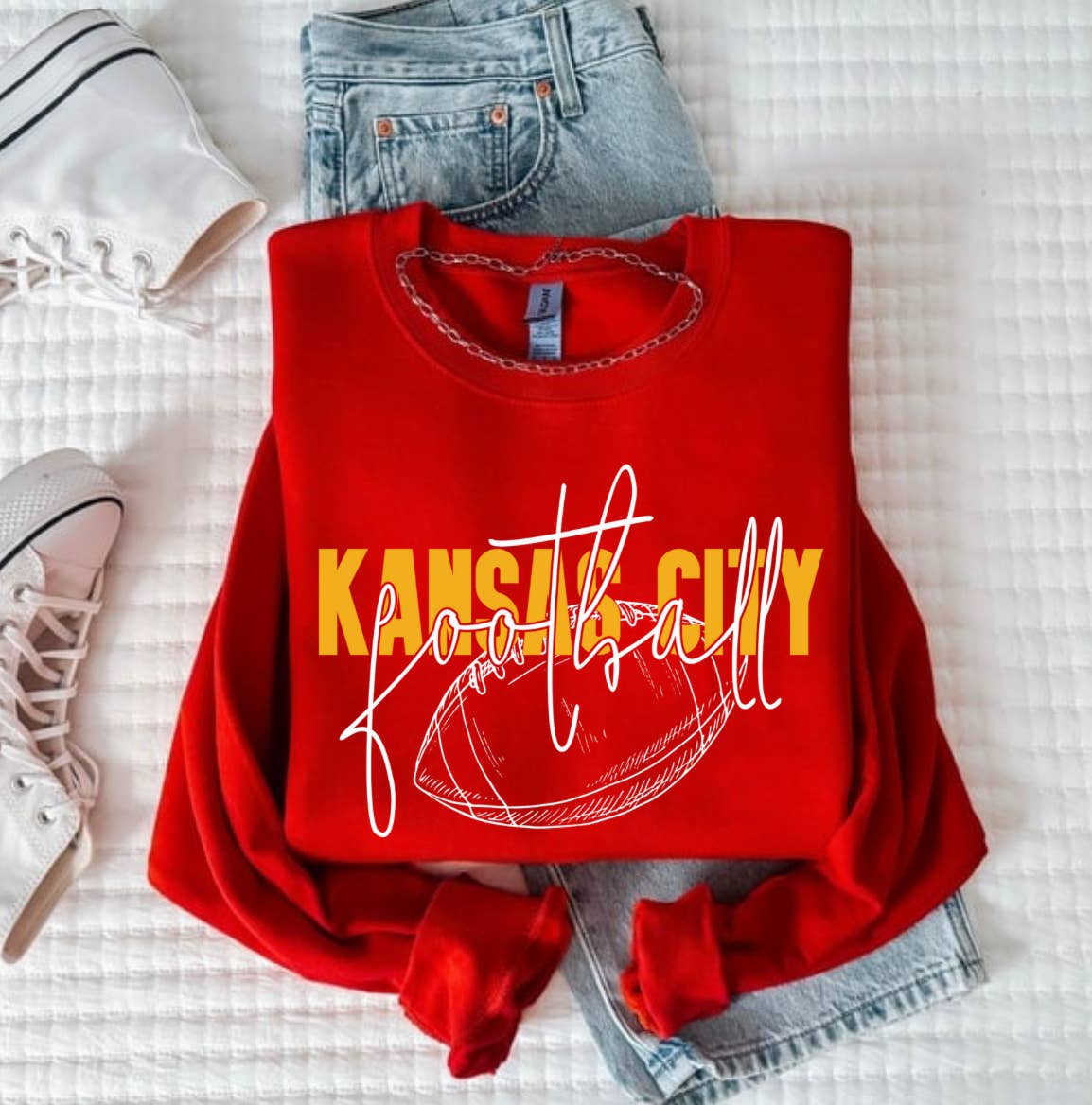 Posh Magnolia Boutique - Wholesale Graphic Sweatshirt - Women's - Kansas City Sweatshirt, Football Sweatshirt