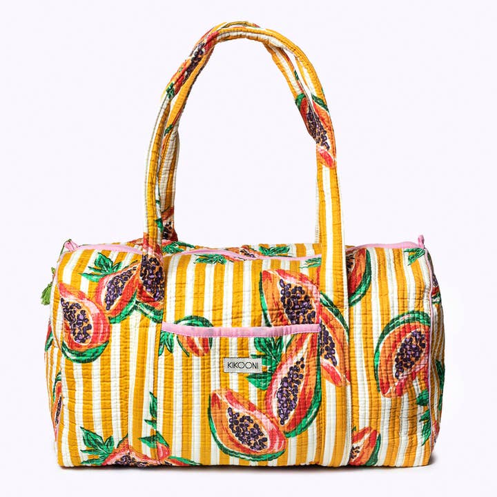 Håndlavet bomuldstaske « My Papaya Life » for engroshandel hos kikooni