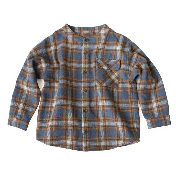 Oversized Band Collared Plaid Shirt for wholesale by ToTo Heros