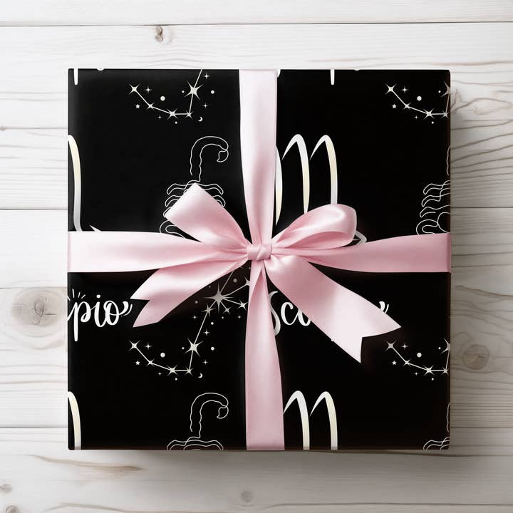 Lokipawz - Wholesale Flat Wrap - Sting & Spark – Scorpio Zodiac Wrapping Paper1