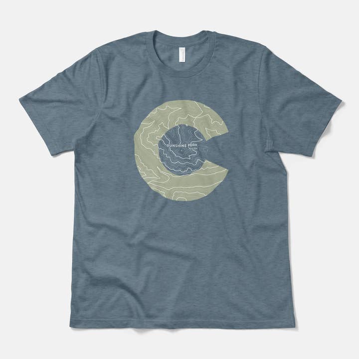 T-shirt Topo Sunshine Peak - Tee Montagne Colorado 14er pour la vente par Hinterland Outdoors