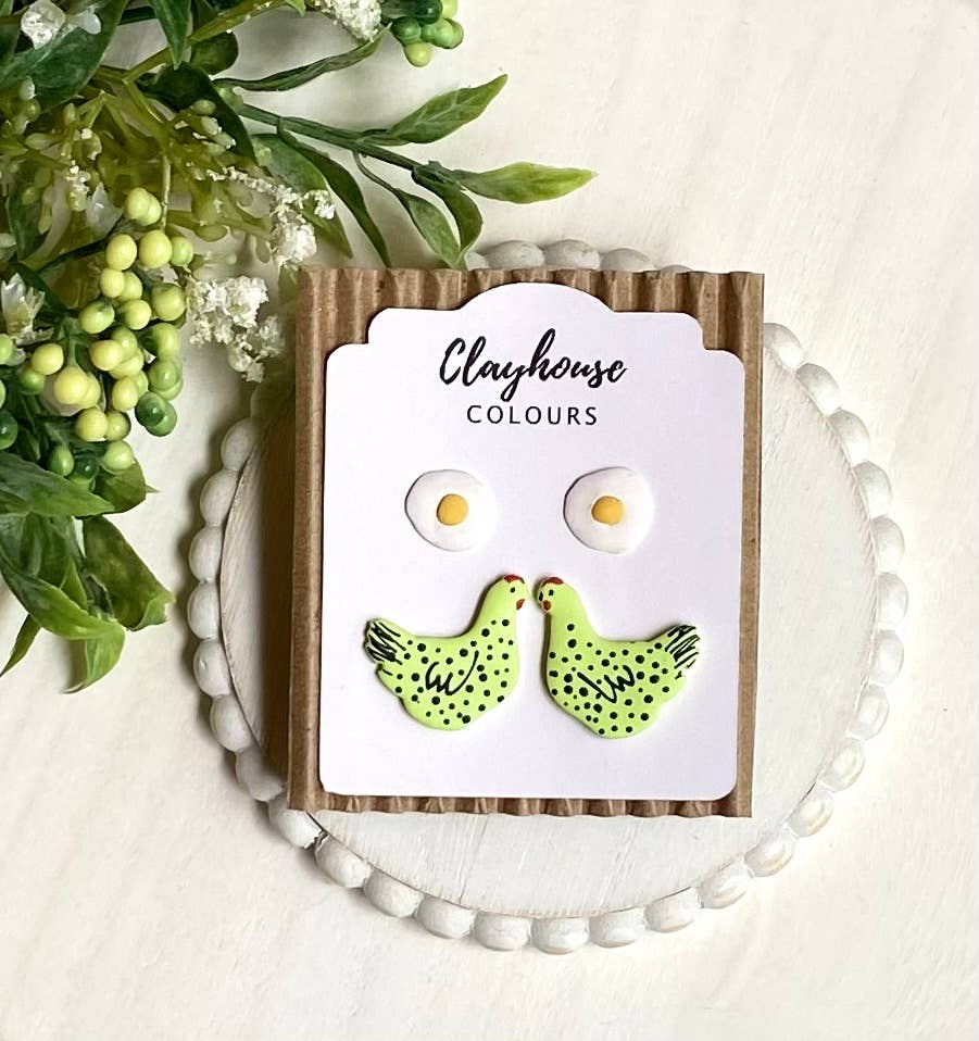 Clayhouse Colours - Wholesale Stud/Post Earrings - Chicken & Eggs Stud Earrings1