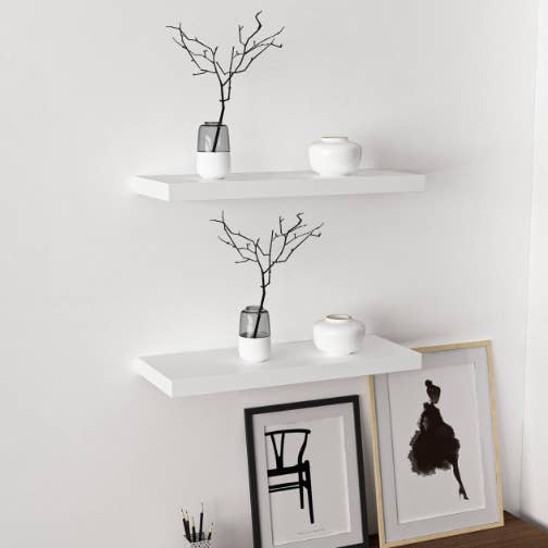 benjashop – wholesale Wall-mounted shelf – 2-Piece Wall Shelf with Hidden Holder 60 cm - M.White2