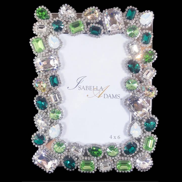 4 x 6 Emerald Crystal Cluster Picture Frame for wholesale by Isabella Adams Designs