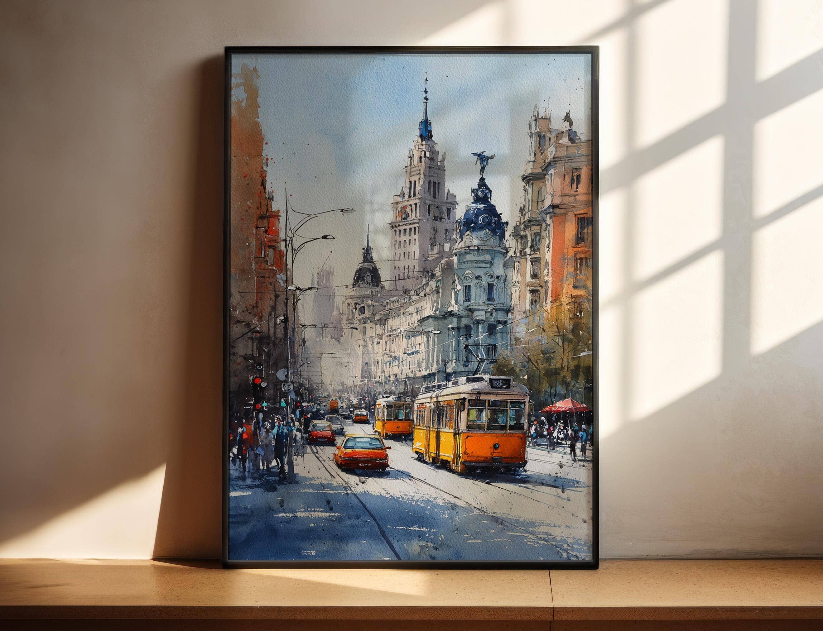 Premium Travel Art - Wholesale Art Print - Madrid Watercolor Art Madrid Spain Travel Print Spain Artwork Madrid Spain Decor Madrid Skyline Wall Art