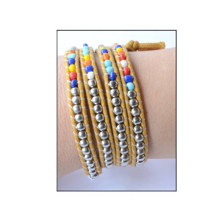 Pulsera cruzada con cuentas de color rojo aguamarina y plata para venta al por mayor de Gypsy Rose