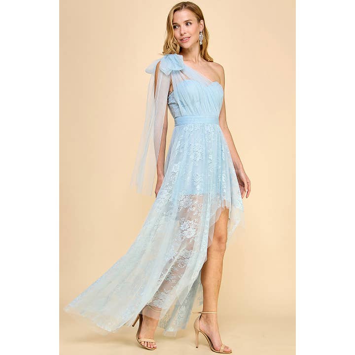 TULLE SPETSKLÄNNING MED EN AXEL MAXI DRESS för wholesale av Maniju