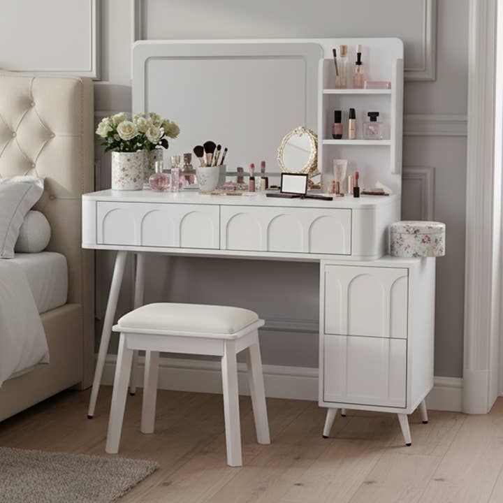 Modern Makeup Vanity Desk with LED Lights & Mirror for wholesale by HOMYCASA DESIGN INC