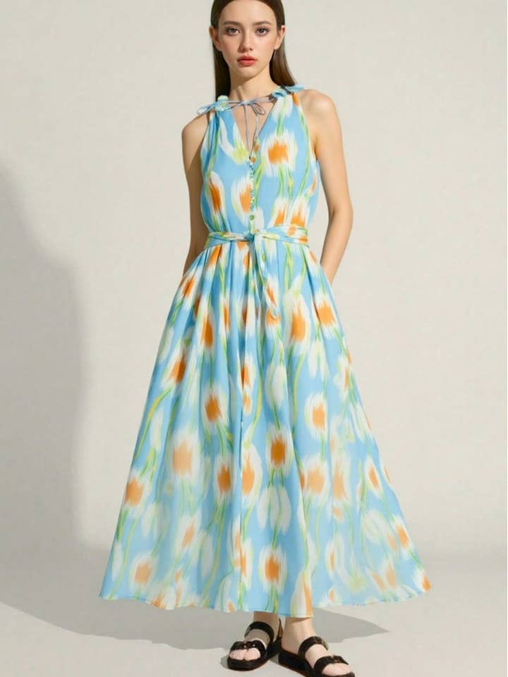 Robe maxi à imprimé abstrait premium pour la vente par 1 Fashion