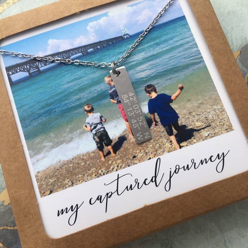 My Captured Journey - Wholesale Pendant/Charm Necklace - Custom Coordinates Vertical Bar Necklace - Name Drop0