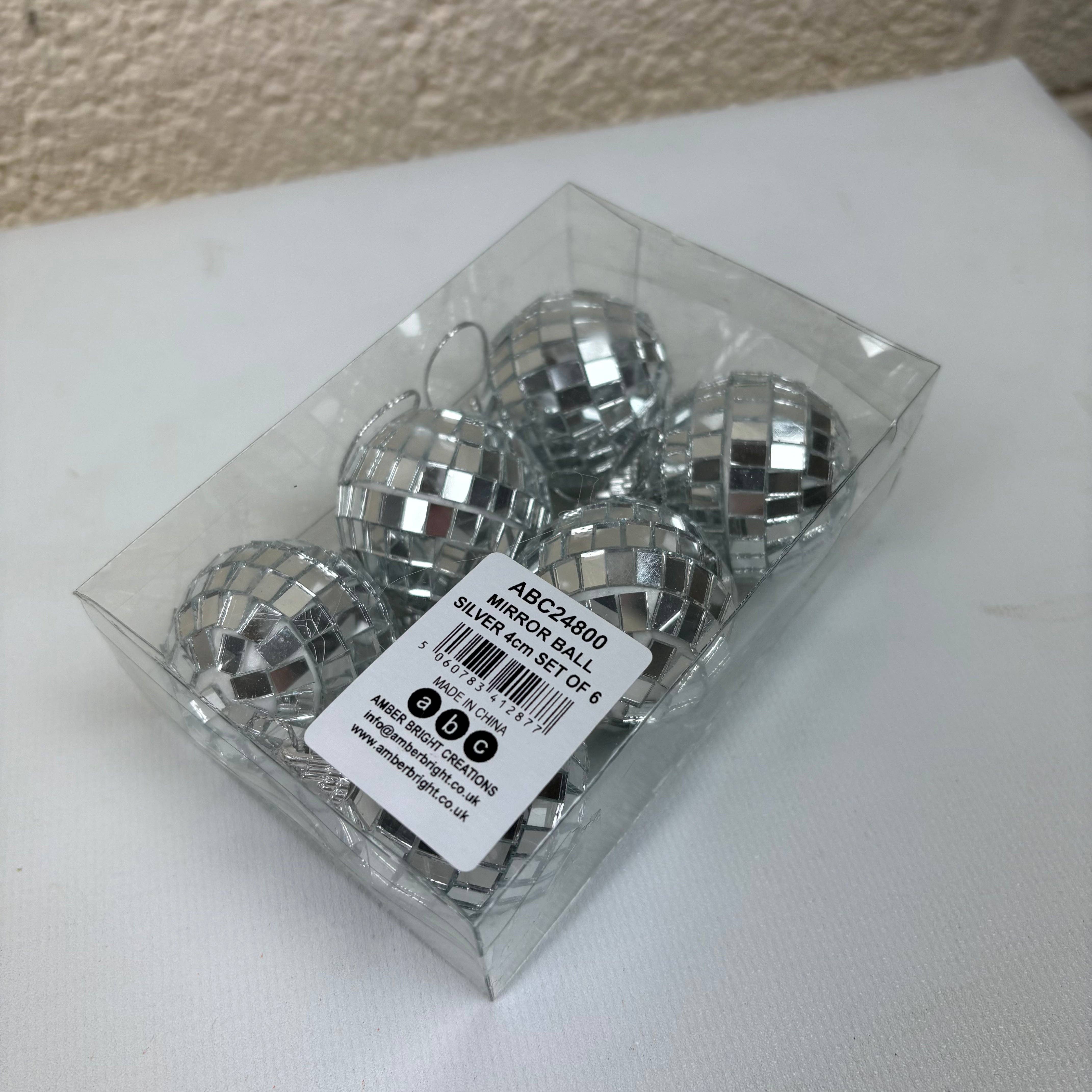 Incognito - Wholesale Christmas Decoration - Silver Mirror Disco Ball - 4cm pack of 6 Christmas Baubles1