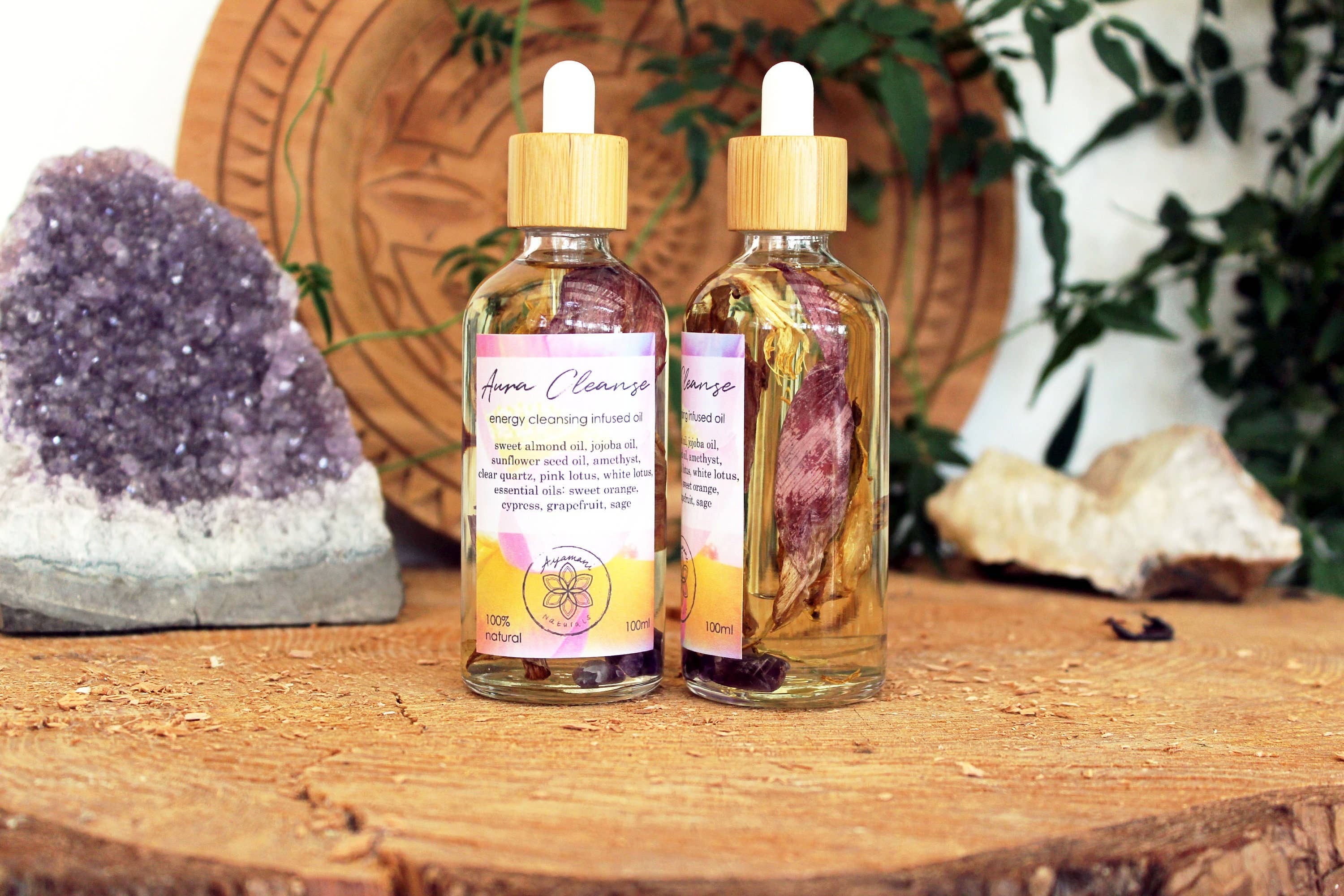 Ayamani Naturals - Vendita all'ingrosso Olio bagno/corpo - Olio Aura Cleanse con loto rosa e ametista5