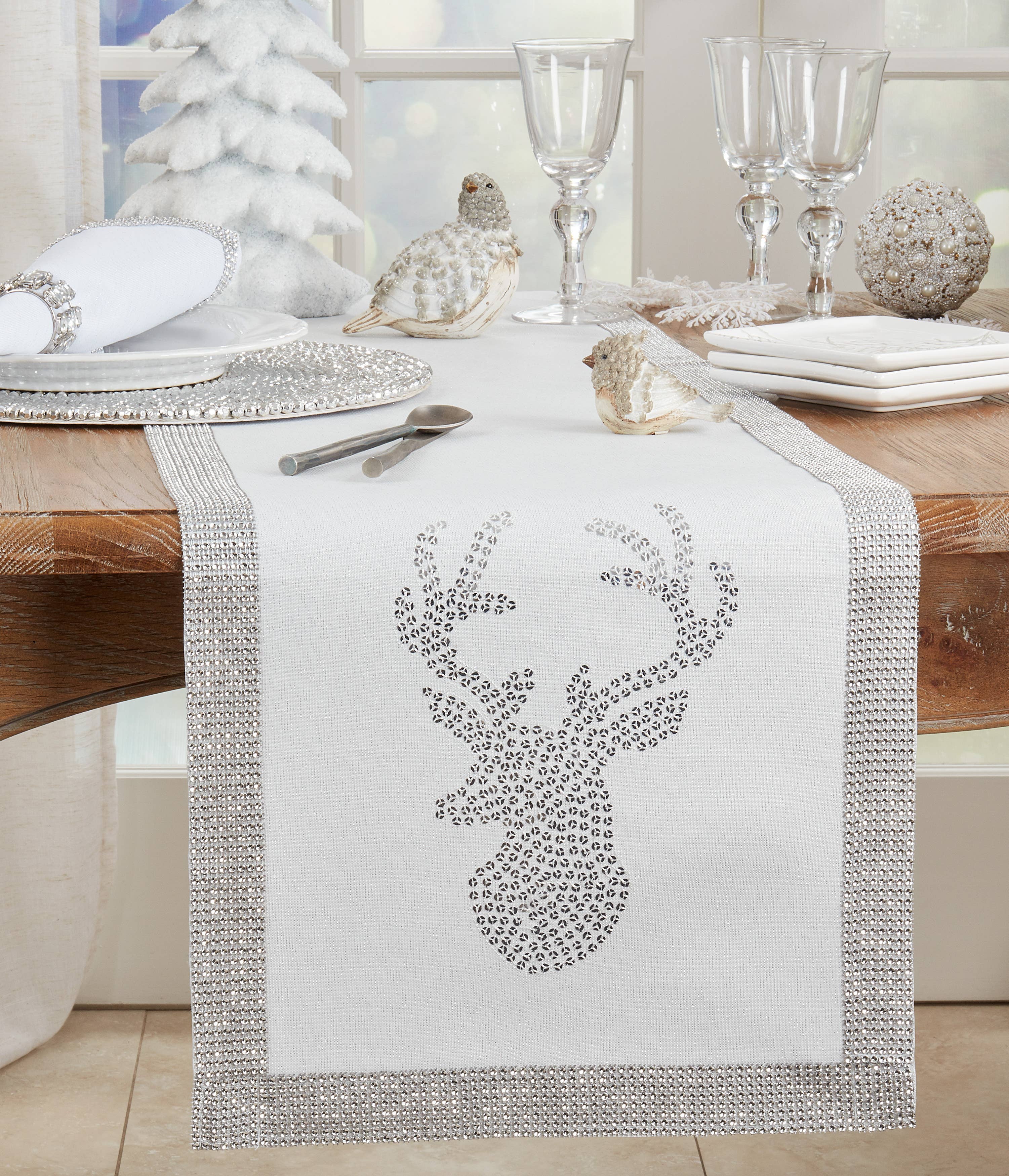 Silver Sequin Reindeer Runner for wholesale on Faire1
