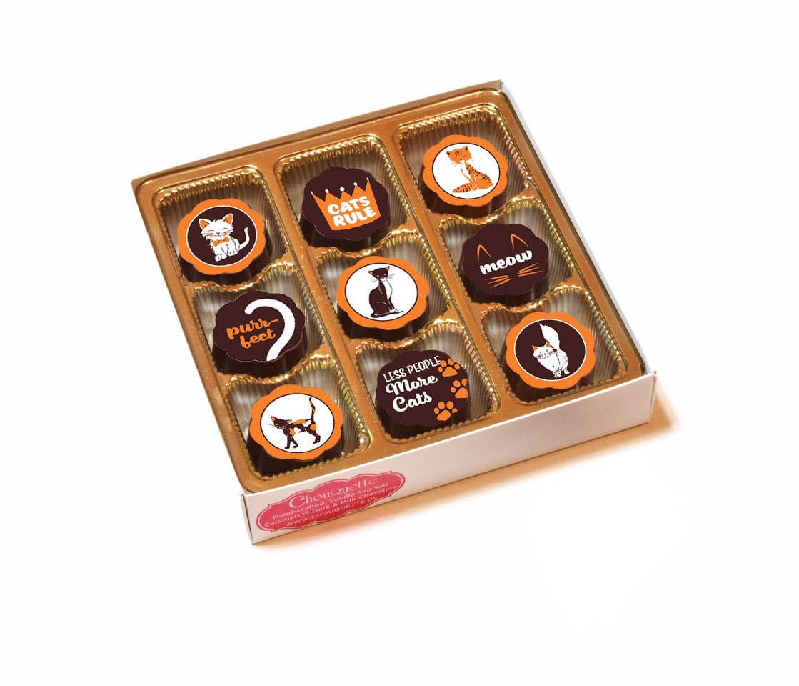 Chouquette - Wholesale Chocolate Box - CATS RULE - Chocolate Covered Caramels - Box of 52