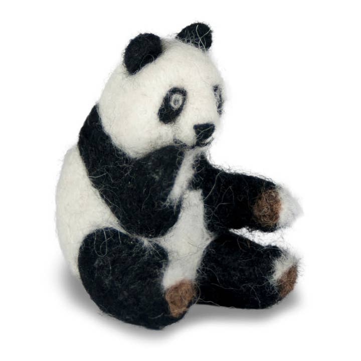 Lanart Alpaca - Wholesale Sculpture - NEW Panda Bear Sculpture: Real Alpaca Fiber Needle Felted