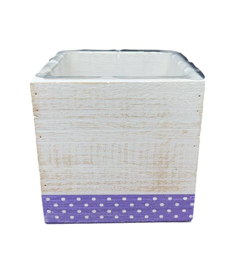 Thompson Wholesale - Wholesale Plant Pot - 5" White Washed Square Wood Pots -- 12 Pack3