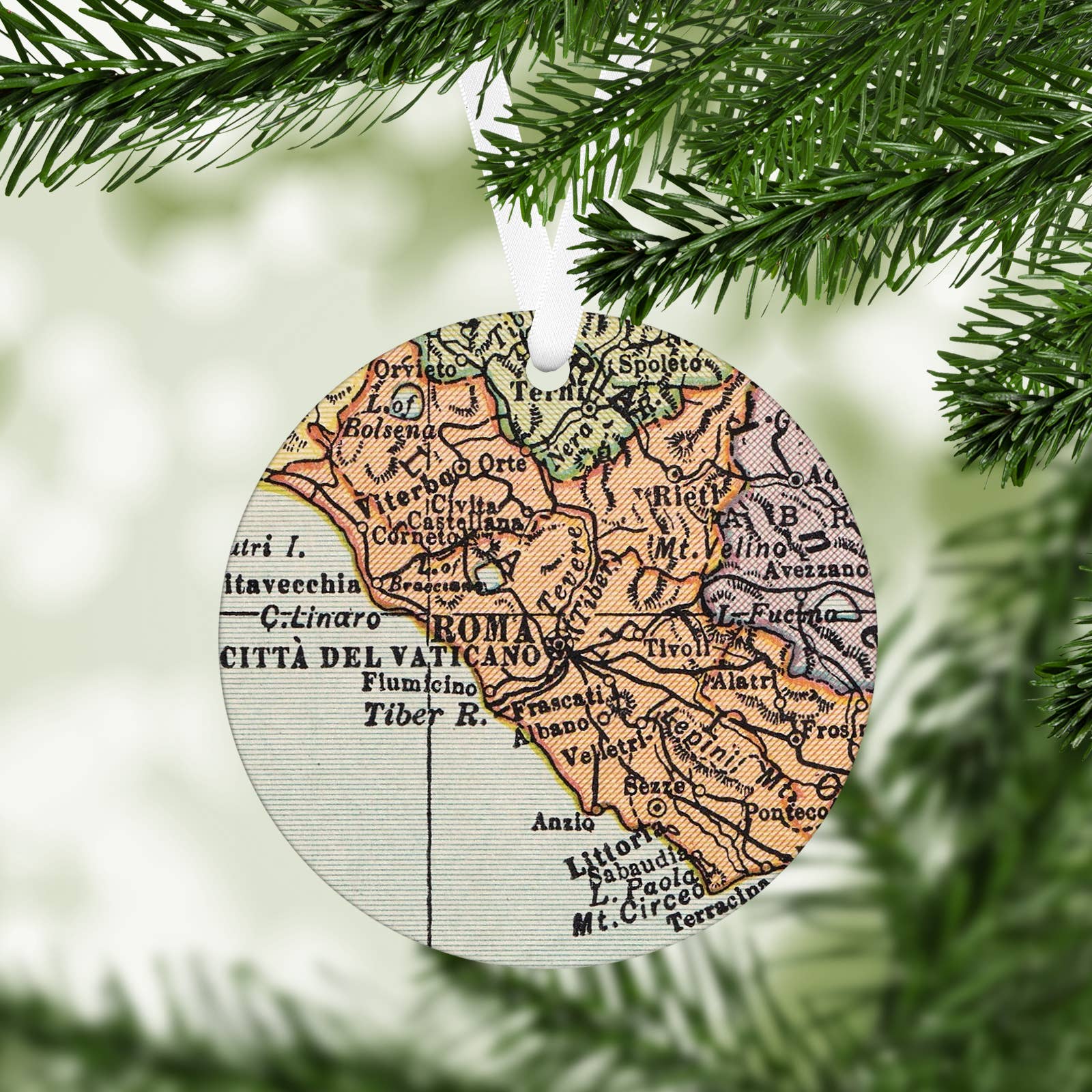 Daisy Mae Designs - Wholesale Ornament - Rome Italy Roma Vintage Map Christmas Ornament