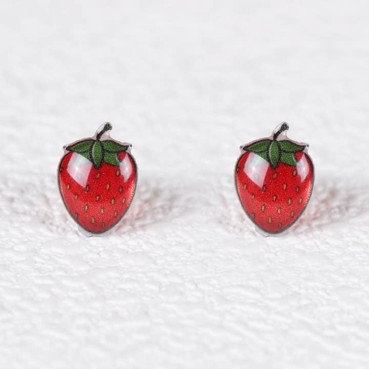 littleoneusa - Wholesale Stud/Post Earrings - Strawberry Fruit Titanium Earring Studs1