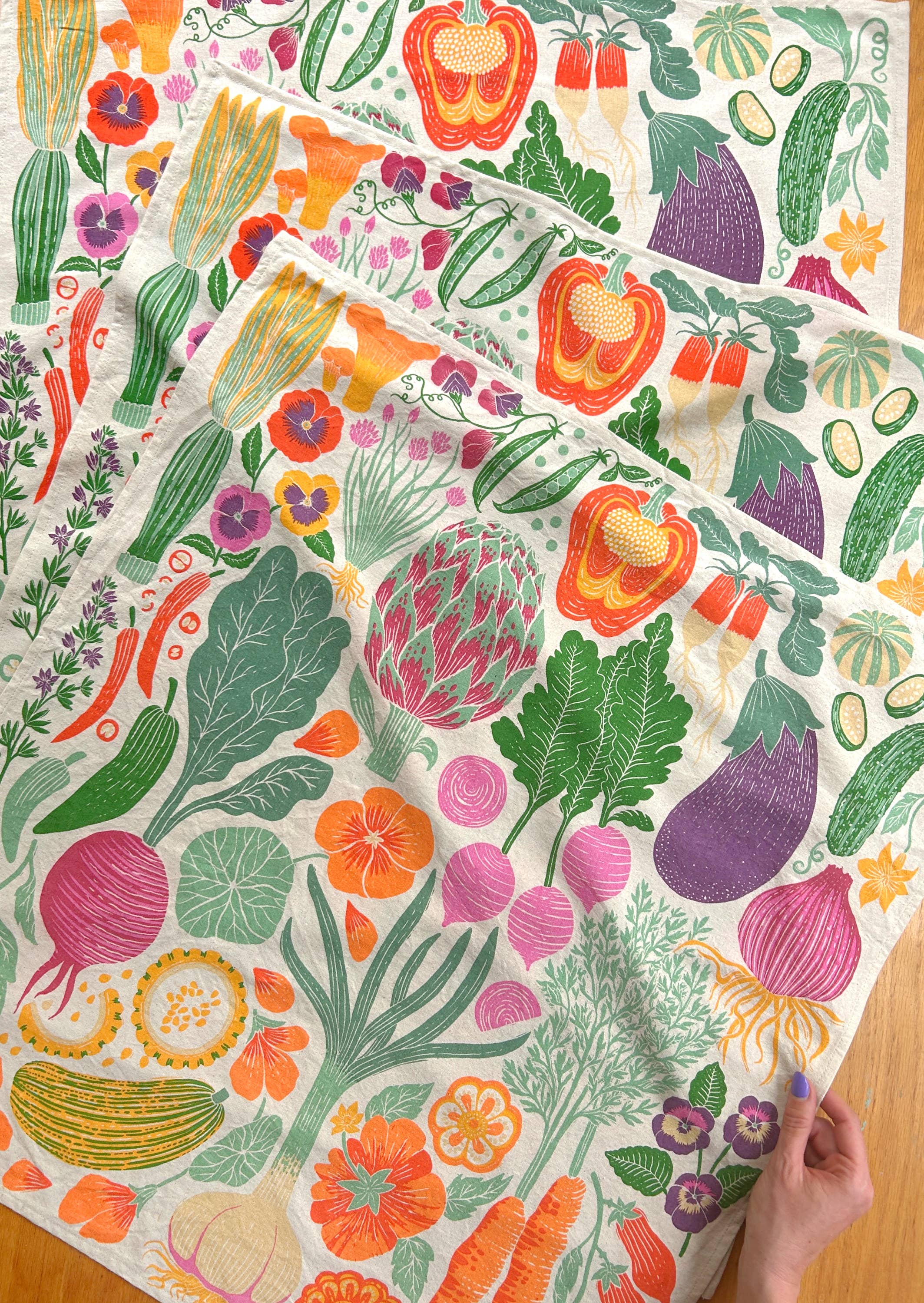 Lili Arnold - Wholesale Tea Towel - Organic Cotton Tea Towel - Veggie Garden4