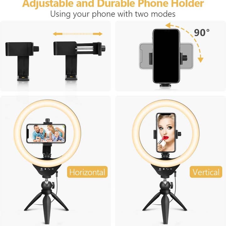 UBeesize - Wholesale Ring / Selfie Light - UBeesize 10" Selfie Ring Light with Tripod Stand (touch pad)4