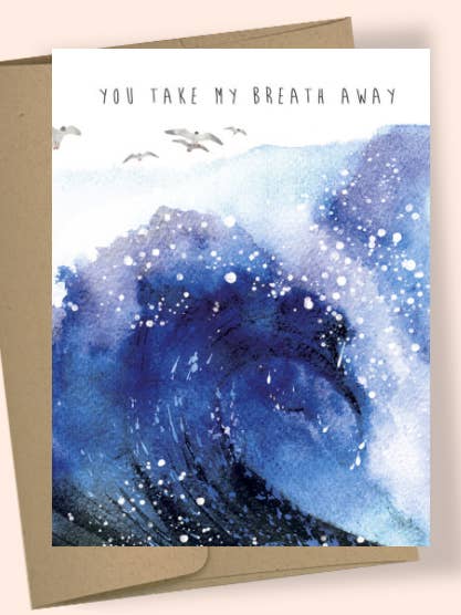 BIGLIETTO DI AUGURI AD ACQUERELLO GRANDE ONDA per la vendita all'ingrosso da parte di Studio Masha D'yans