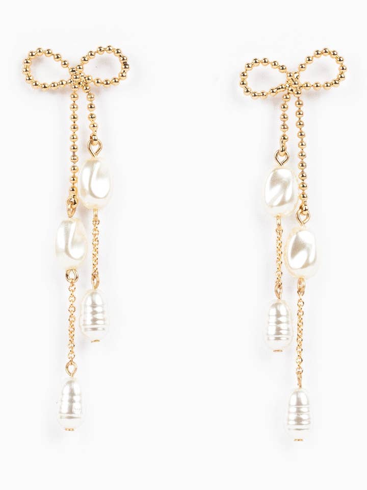 Orecchini pendenti decorati con perle a fiocco lungo per la vendita all'ingrosso da parte di Sessori