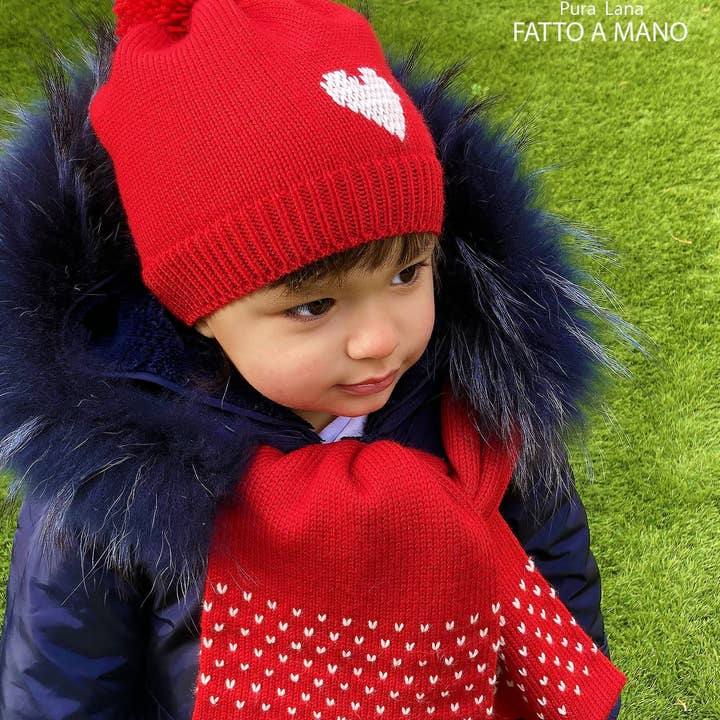 Meisjessjaal zuiver wol rood zoe - Handgemaakt voor wholesale door Il Tocco di Minerva