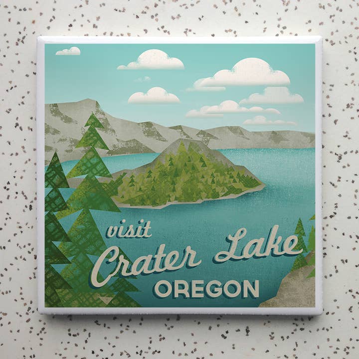 Crater Lake Coasters for wholesale by Robot Candy
