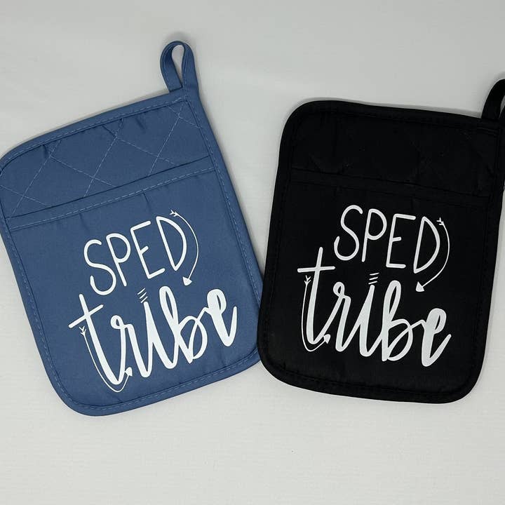 Sped Tribe Potholder Mitt Slate Blue & Black for wholesale by Prairie Impressions