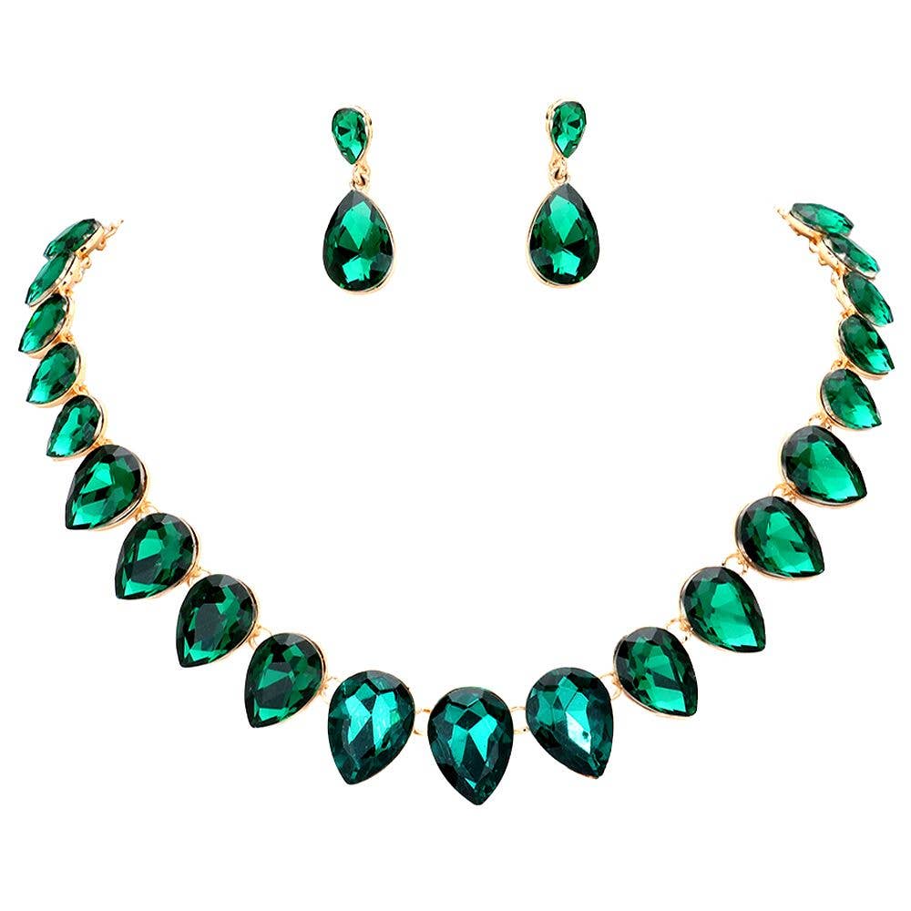 Diacly - Wholesale Jewelry Set - Pear Connection Crystal Necklace Set0