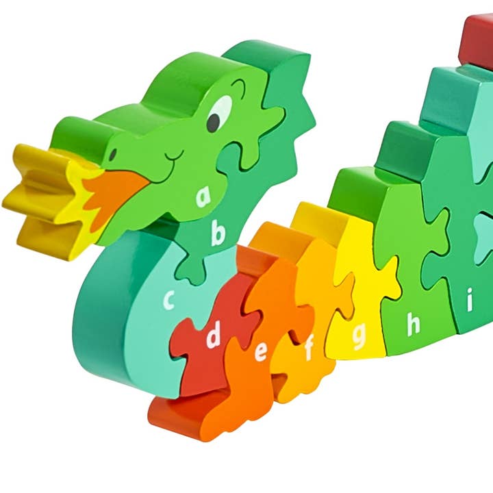 Dragon alphabet puzzle - Handmade fair trade wooden toy for wholesale by Lanka Kade (UK) Ltd