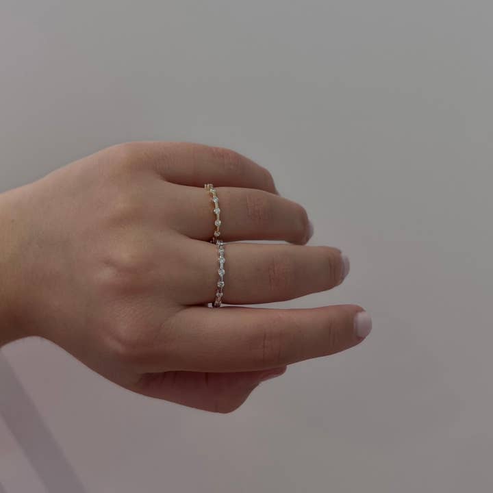 14k Vintage Prong Half Diamond Band for wholesale by LE Fine Jewelry