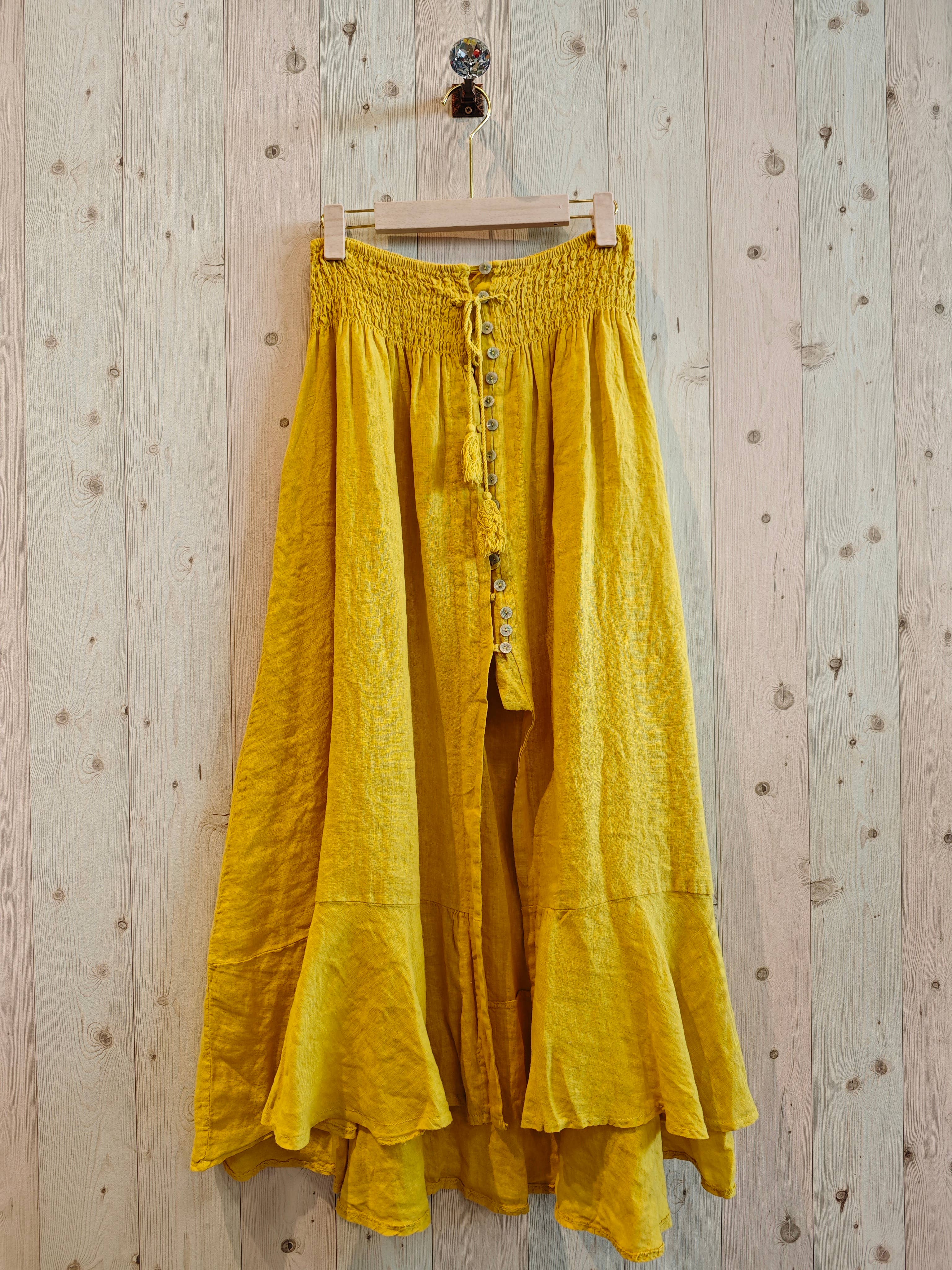 Linen & More - Vente Jupe – femme - Jupe boutonnée en lin 100 % avec taille élastique2