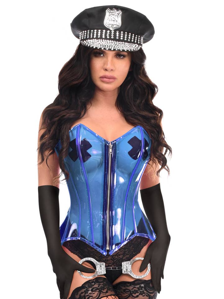 Daisy Corsets - Wholesale Costume – Women's - Lavish 4 PC Clear Blue Cop Corset Costume2