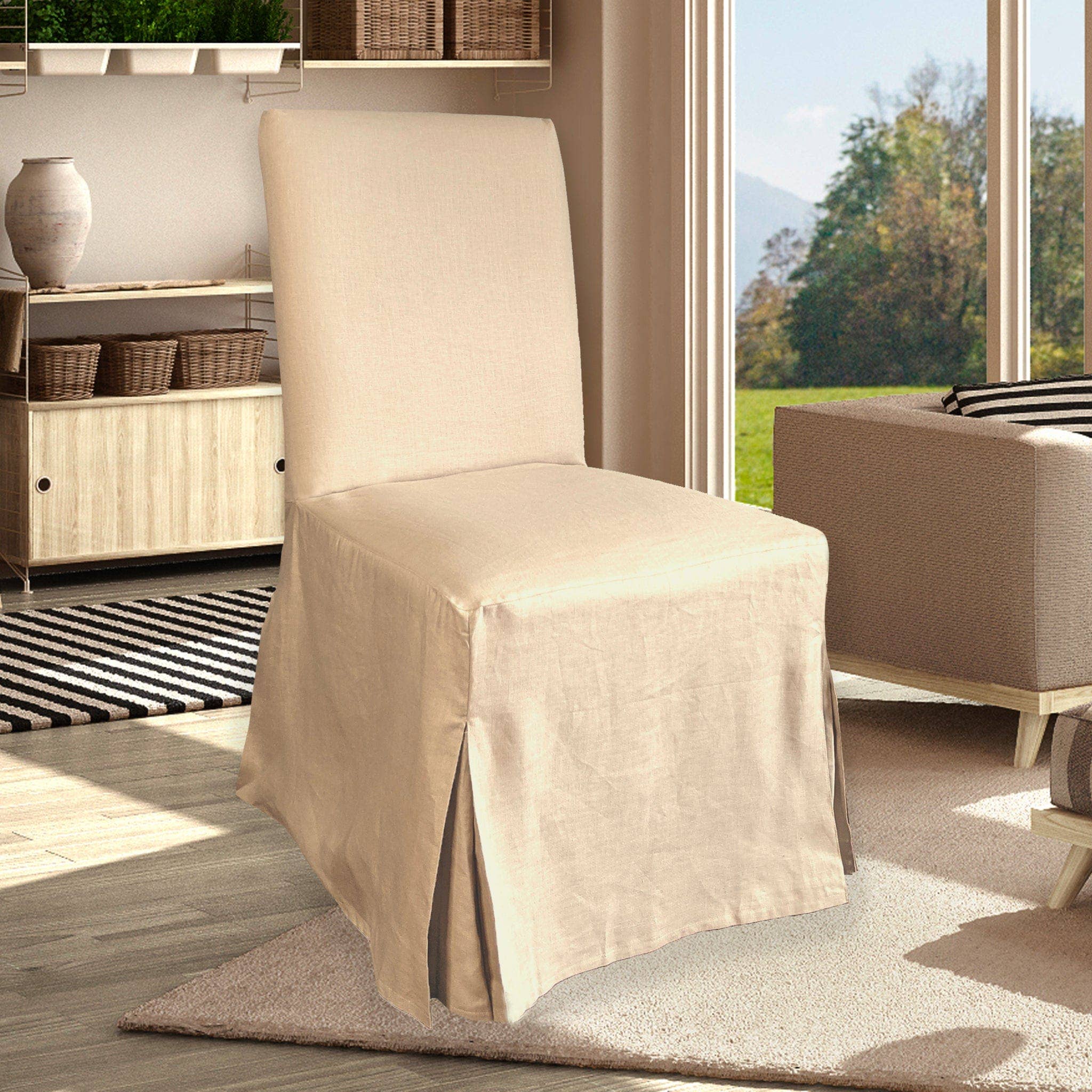 REMOVED BRAND – Engroshandel Stol-/sofabetræk – Beige linned gulvlængde spisestolbetræk, kompatibel med IKEA Henriksdal6
