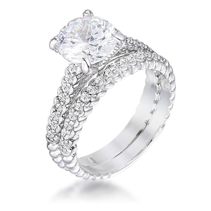 2.1ct Rhodium Plated Baroque Style Wedding Set for wholesale by JGoodin