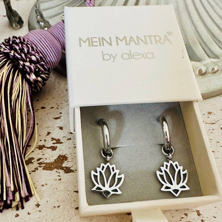 Mein Mantra - Wholesale Hoop Earrings - Hoop - Earrings with Lotus Flower