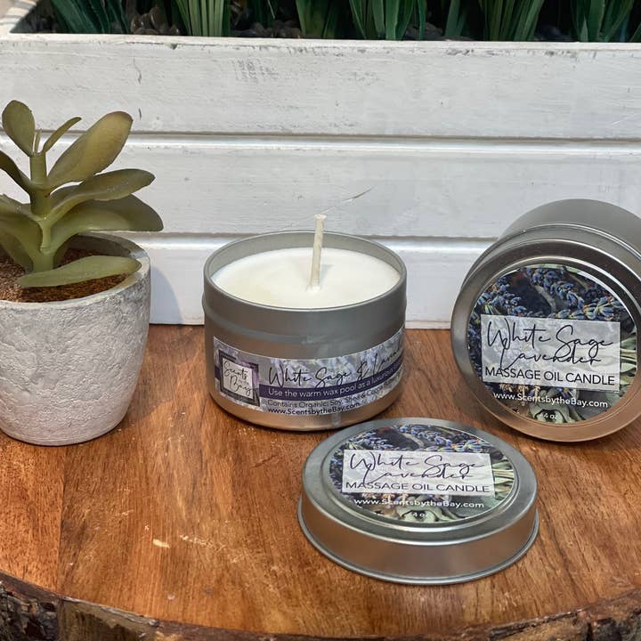 Scents by the Bay - Wholesale Travel Candles - 4 oz Travel Tin: Organic Massage Oil Candle10