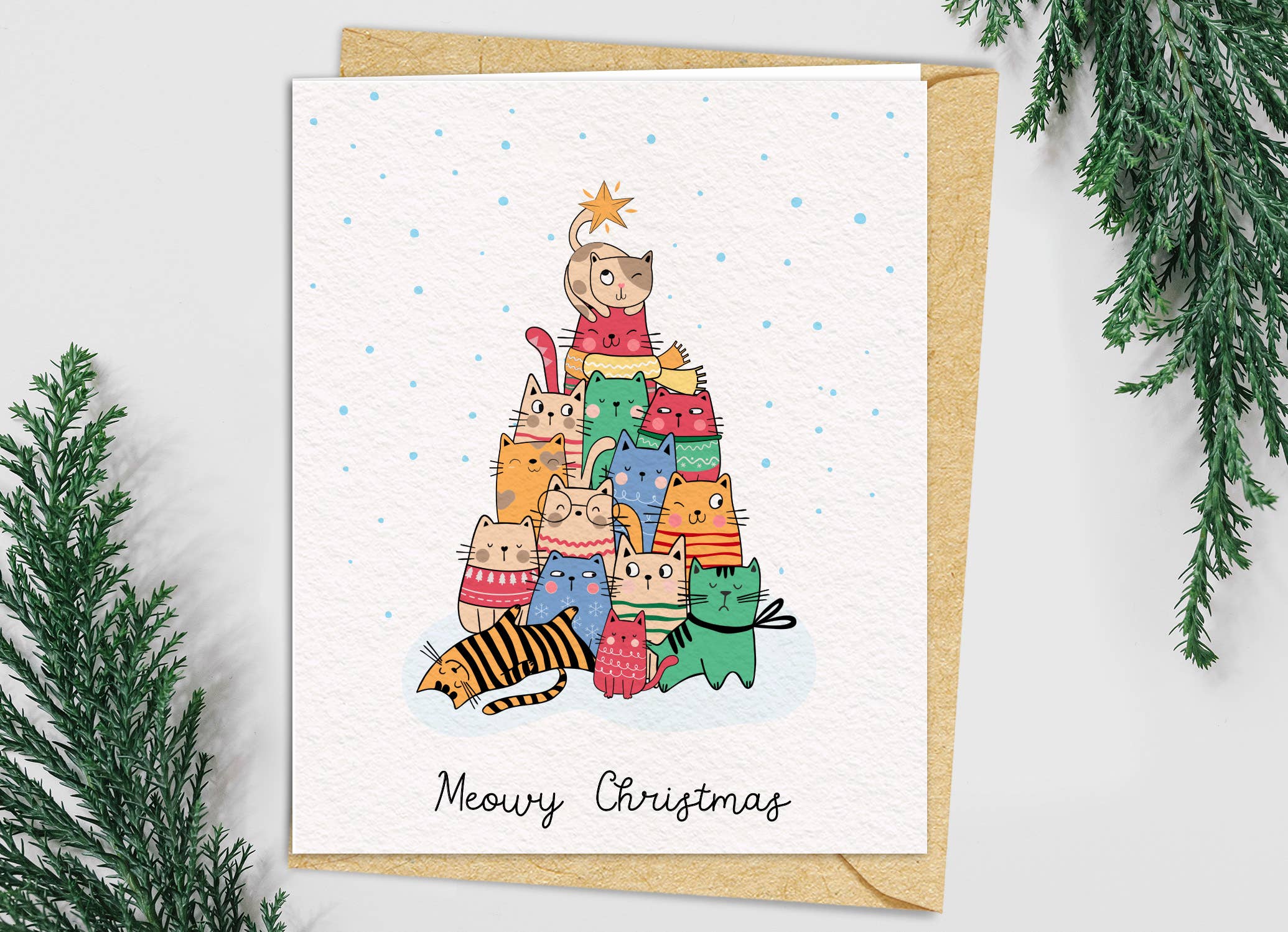 Wee Birdy - Wholesale Christmas Card - Meowy Christmas Cat Tree Holiday Christmas Card 0