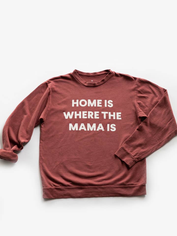 Moletom adulto HOME IS WHERE THE MAMA IS por atacado de Modern Burlap